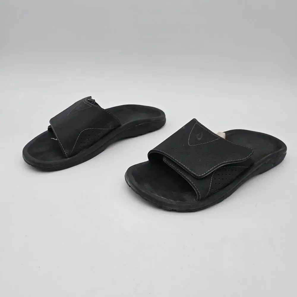 Olukai Sandals Mens 10 43 Black Nalu Slides Shoes Slip On Hook Loop Water